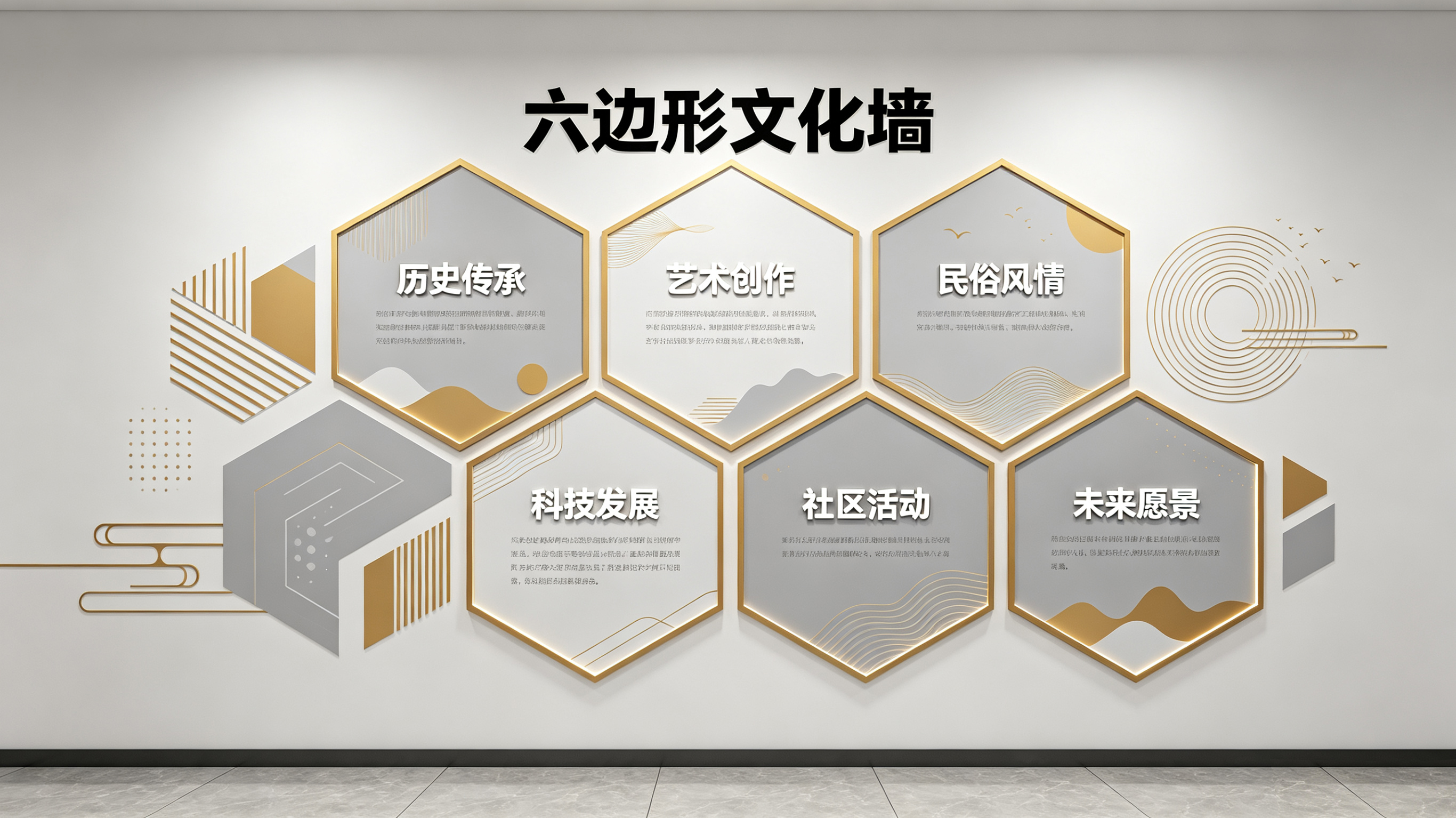  坡头企业文化墙 | 六边形信息美学